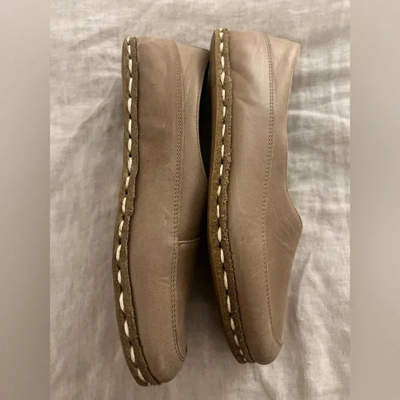 Nefes Handmade Barefoot Grounding Slip-On Loafer Shoes Taupe Leather 8 - 8.5 - Picture 6 of 12